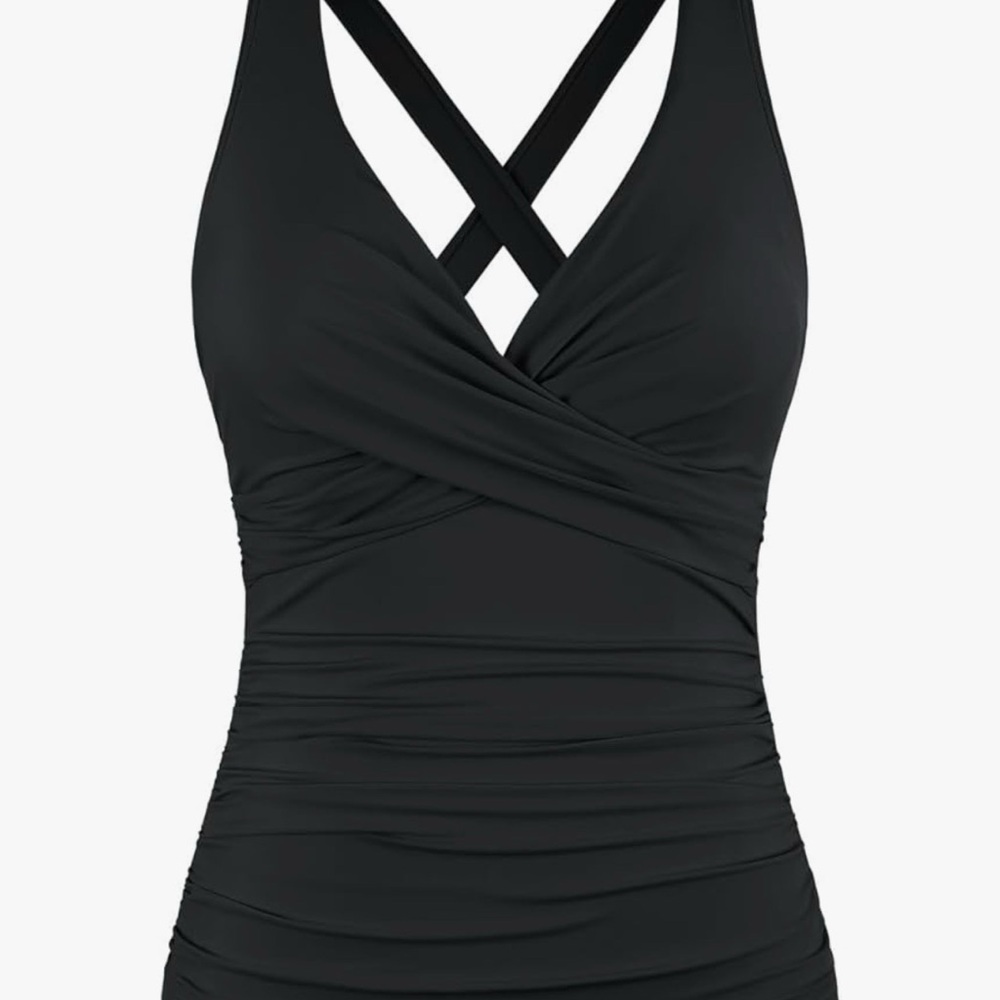 Black Women's Underwire Tummy Control Swim top